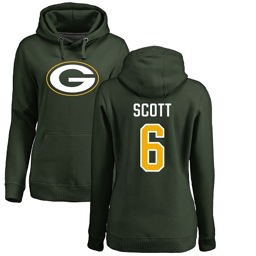 Green Bay Packers Green Women #6 Scott J K Name And Number Logo Nike NFL Pullover Hoodie->nfl t-shirts->Sports Accessory